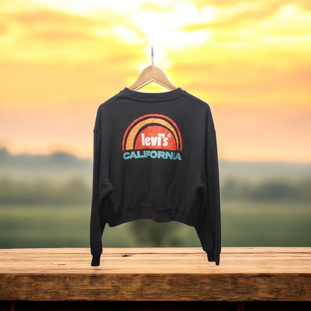 Levi's Women Graphic Vintage Crew Sunshine CA Sweatshirt Black Size M